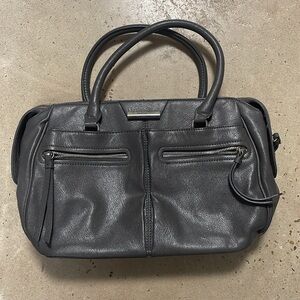 Stylish Gray Leather Handbag